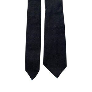 Vintage Black Silk Neck Tie With Teal Tips & Checkerboard Loop